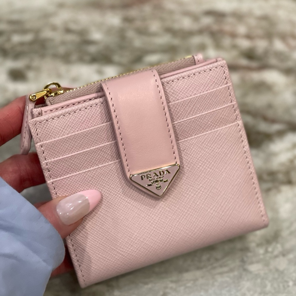 Small Saffiano and smooth leather wallet